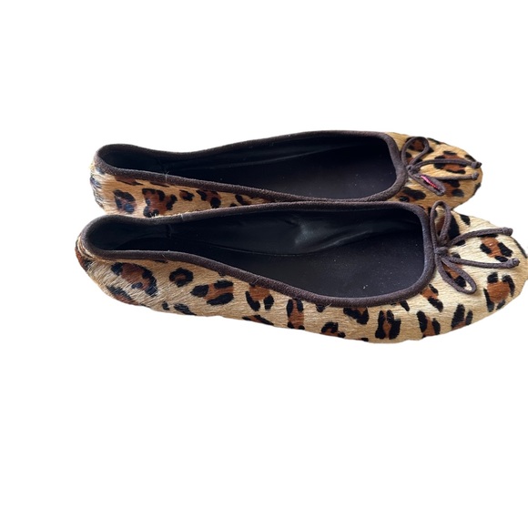 Lauren Ralph Lauren Abira Leopard Print Calf Hair Ballet Flats With Bow Size 7.5 - Picture 4 of 5